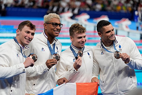France's bronze medal winners in Men's 4x100-meter medley relay